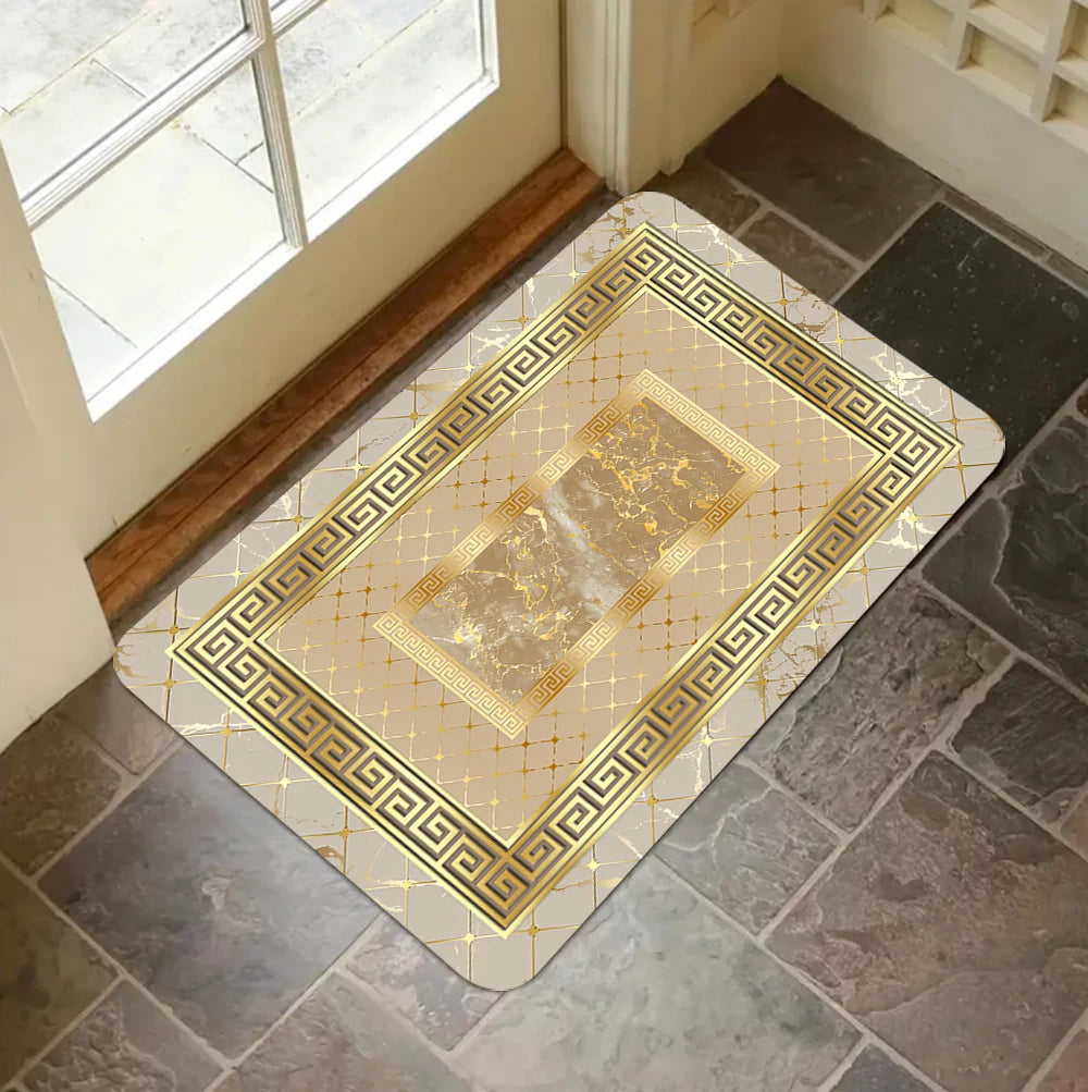 Alfombra antideslizante lavable para puerta con estampado de gato, girasol, tulipán, corazón, piedra, flores y música griega. Ideal para interiores y exteriores, pasillos, porches y recibidores.