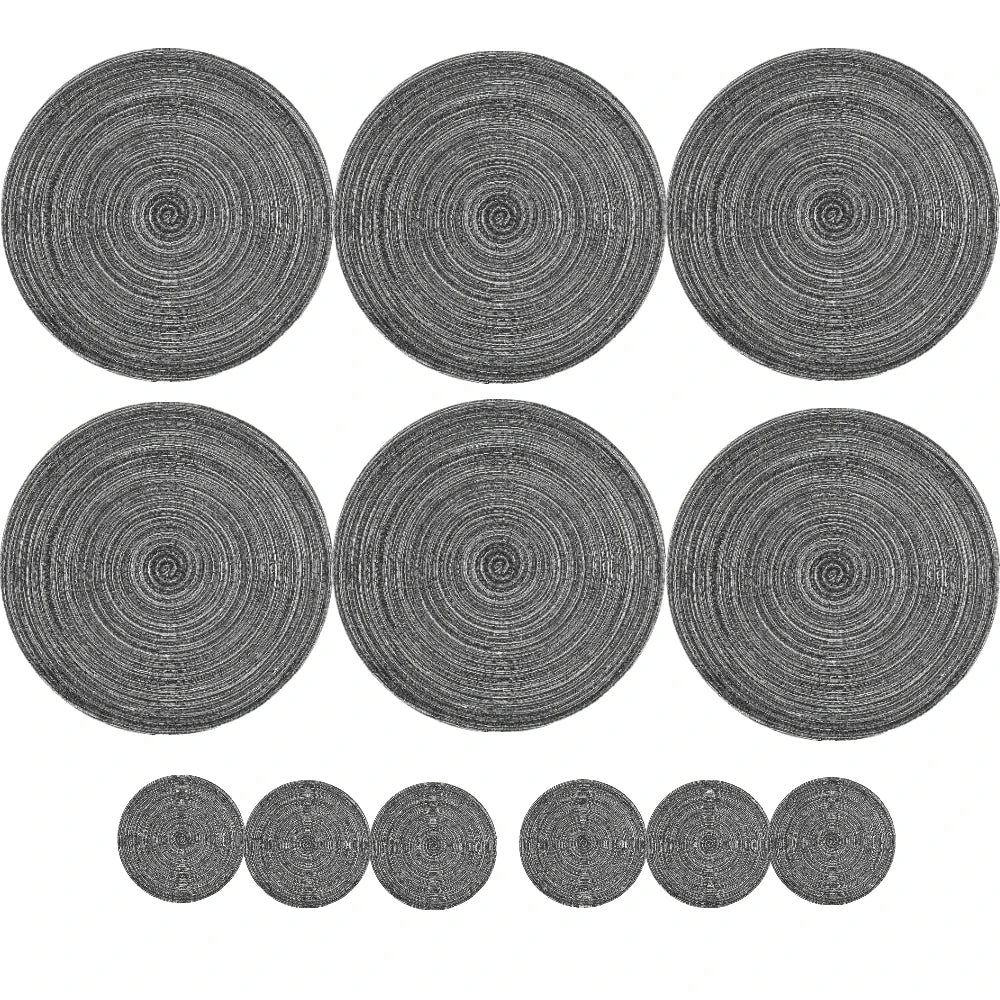 12 manteles individuales redondos trenzados lavables, antideslizantes, para mesa, vajilla, cuencos, decoración para el hogar y la cocina, posavasos.