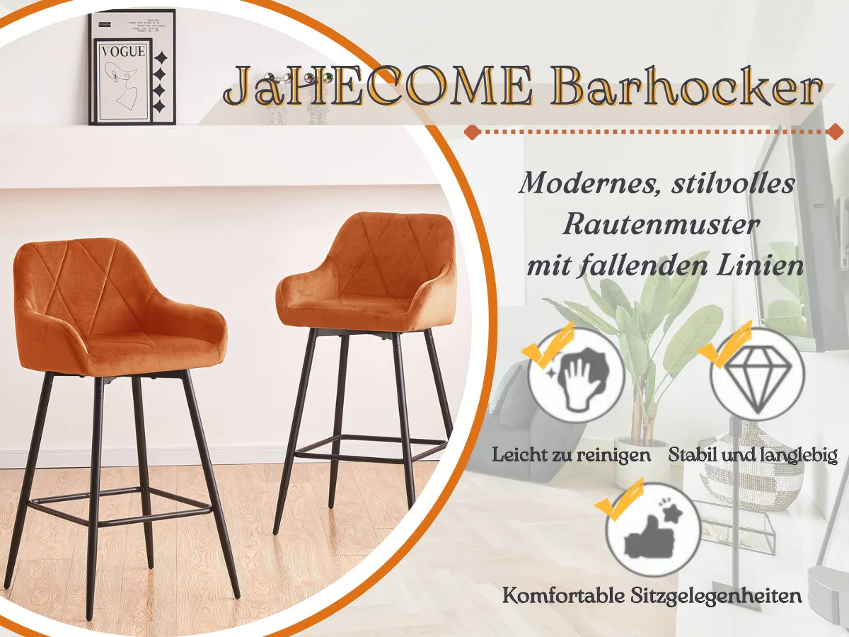 JYMTOM Juego de 2/4 piezas de taburetes de bar, taburetes de mostrador, taburetes de bistró, sillas de bar tapizadas en terciopelo/PU con reposabrazos, taburete moderno con metal negro