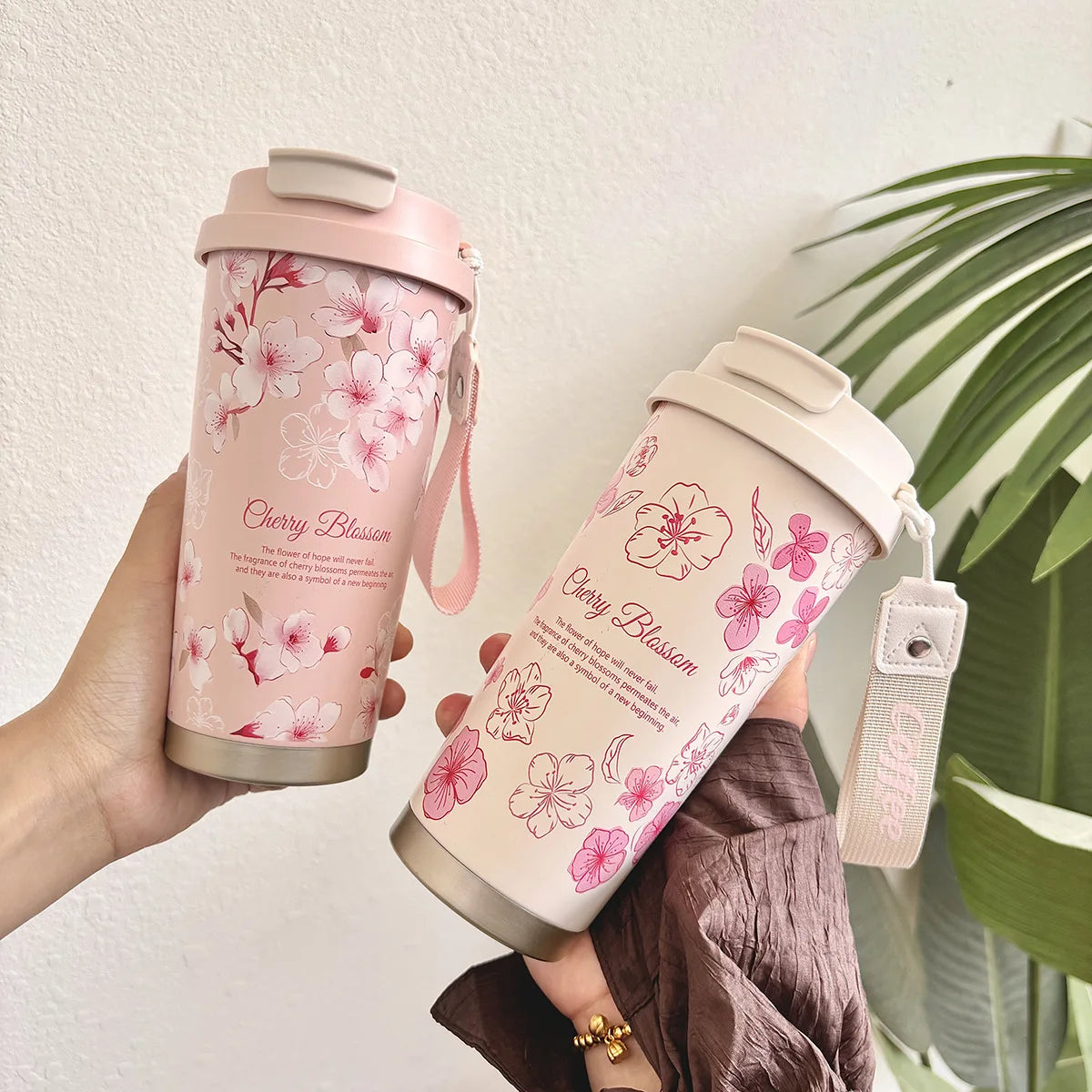 Taza térmica de café de 500 ml, termo para coche, taza térmica de viaje a prueba de fugas para té y café, botellas de agua de acero inoxidable para niñas