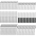 Juego de cubiertos de acero inoxidable de 72 piezas, apto para 12 personas, juego de cubiertos pulidos de alto brillo, con cuchillo para carne, apto para lavavajillas.