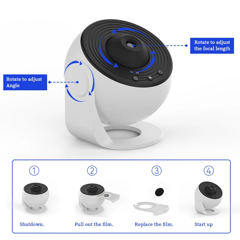 Proyector de galaxias con luz nocturna, proyector de cielo estrellado, lámpara planetaria giratoria de 360° para dormitorio infantil, regalo de San Valentín, decoración de bodas