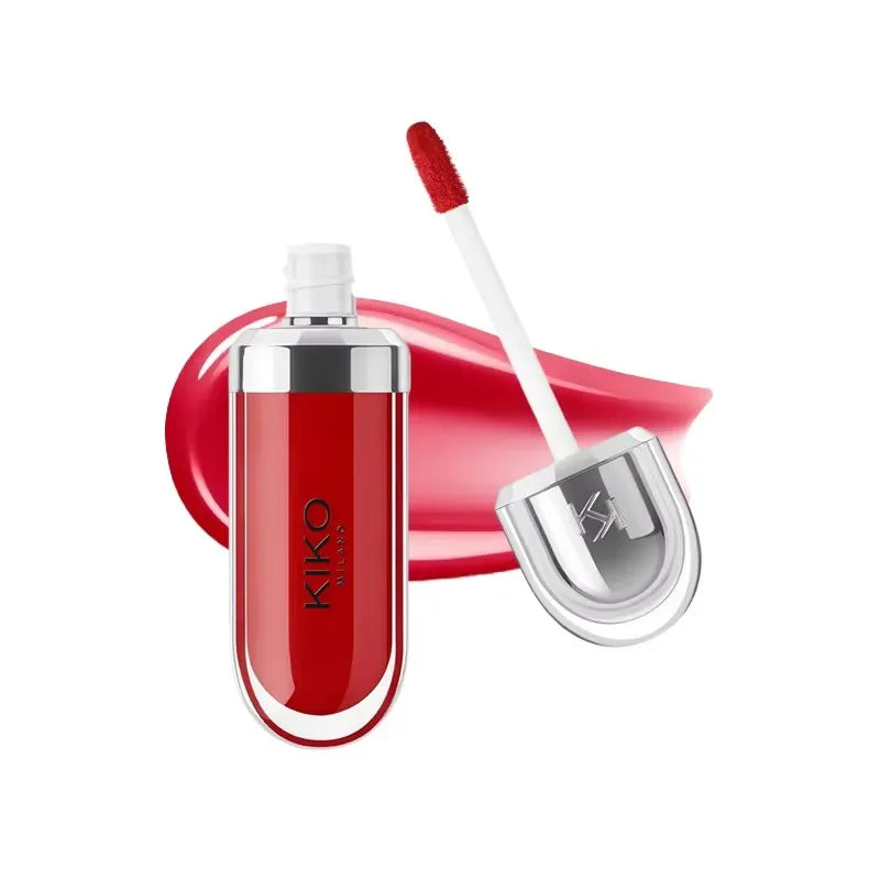 KIKO 3D Liquid Lip Glaze Brillo labial transparente Lápiz labial con efecto espejo Labios nutritivos, brillantes y voluminosos que no se desvanecen Maquillaje con pasta de frijoles y té con leche