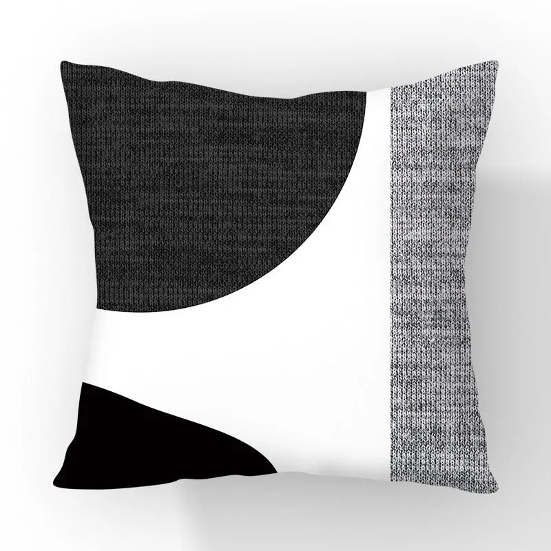 Funda de cojín geométrica en blanco y negro VIKAMA, funda de cojín moderna y minimalista para sofá de salón, funda de almohada para coche, decoración del hogar