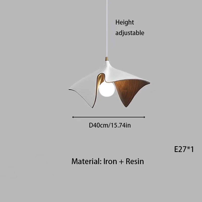 Lámpara de techo LED con pantalla de resina negra y blanca de diseño minimalista, ideal para decorar mesas de comedor, bares y dormitorios.