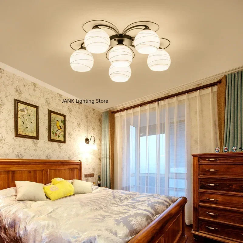 Lámpara de techo LED para sala de estar, dormitorio, restaurante, lámpara de araña, hotel americano, estudio, pasillo