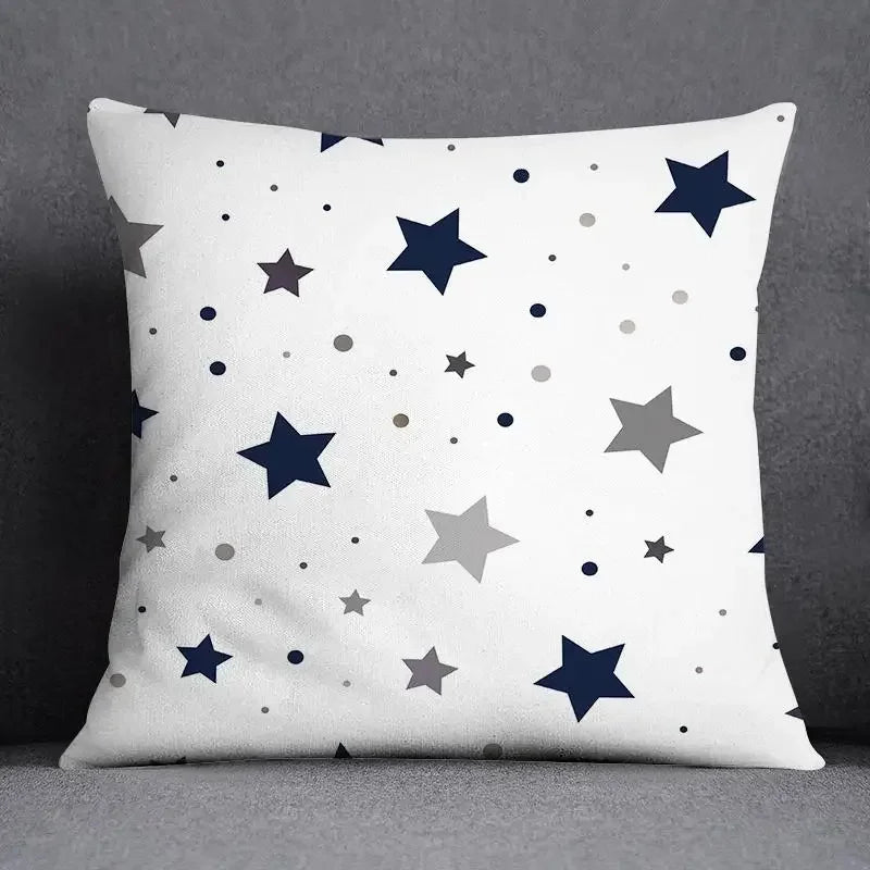 Funda de cojín de 45x45 cm con estampado geométrico, poliéster, azul grisáceo, funda de almohada para sofá, cojín decorativo, funda de almohada para el hogar