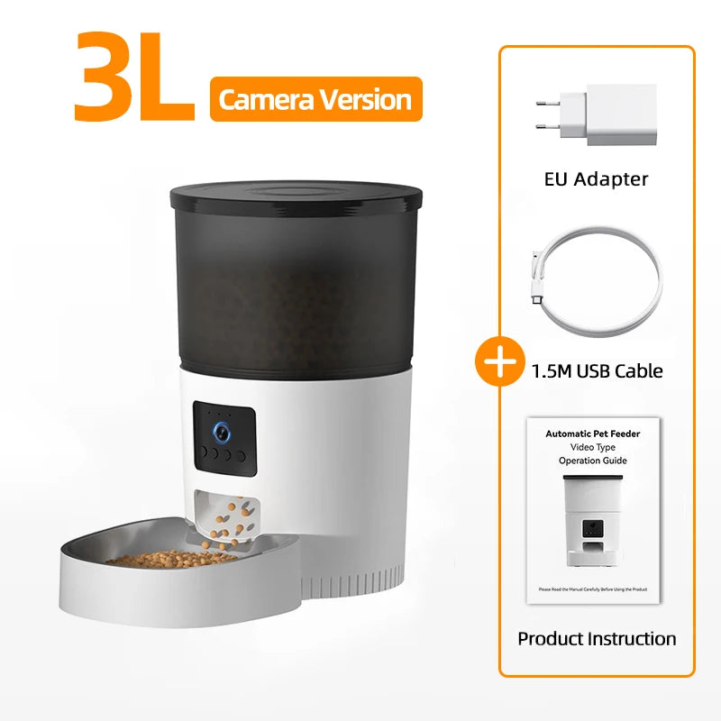 Comedero automático para gatos ROJECO con cámara de video, dispensador de comida para gatos, grabadora de voz inteligente para mascotas, control remoto, comedero automático para gatos y perros.