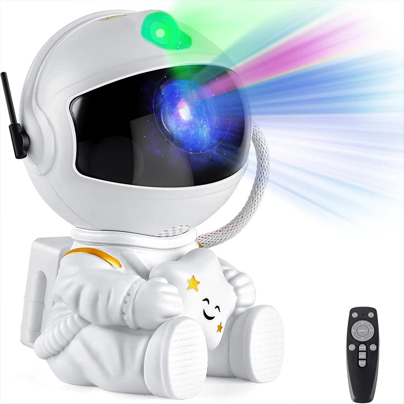 Proyector de galaxia de astronauta, luz nocturna blanca con estrella en la mano, lámpara proyector de estrellas para dormitorio infantil, decoración espacial y regalo.
