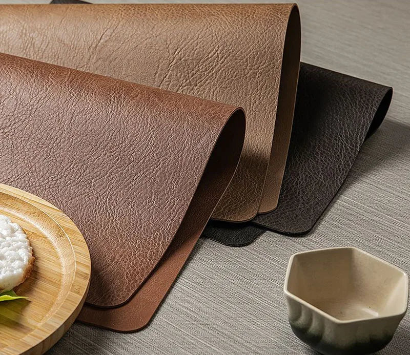 Manteles individuales de cuero de doble cara para cocina, manteles individuales resistentes al calor para mesa de comedor, posavasos, escurridor de platos