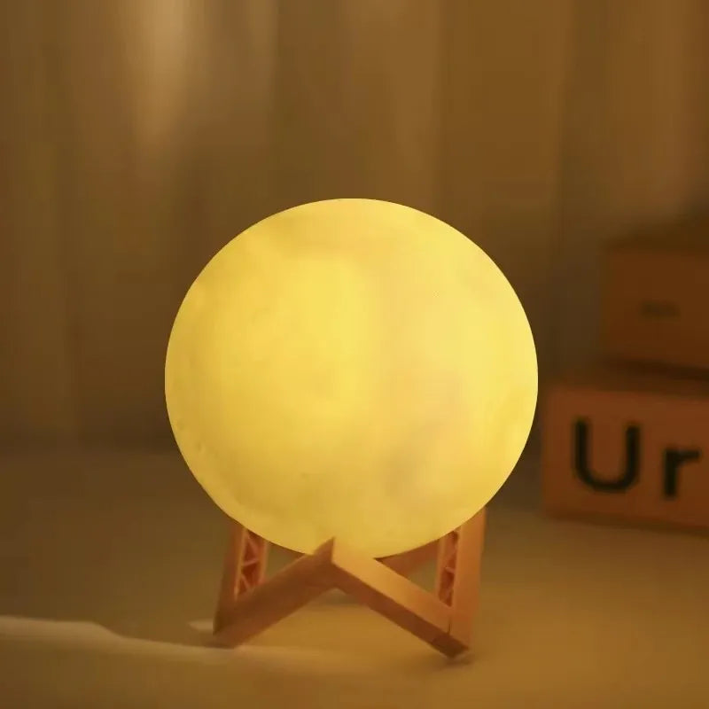 Lámpara de luna inalámbrica de 12 cm con 7 colores cambiantes, lámpara de mesa romántica con botón y funcionamiento a pilas, iluminación para interiores.