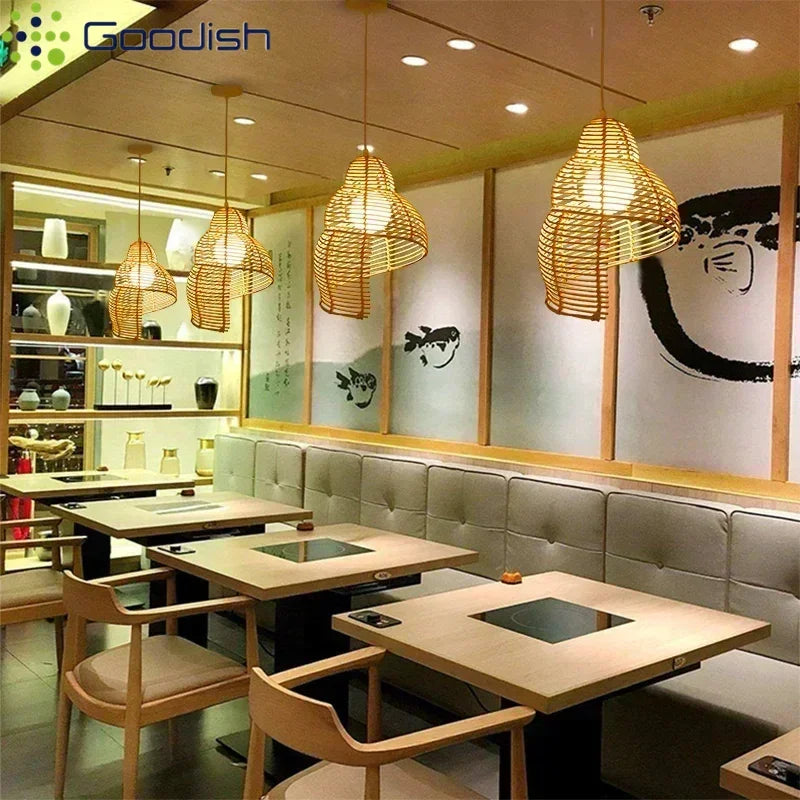 Lámparas colgantes LED de bambú y ratán hechas a mano, lámparas de diseño para cocina, sala de estar, comedor, dormitorio, decoración del hogar y arte.