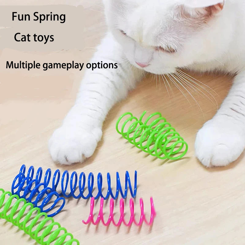 4 piezas de juguetes para gatitos y gatos, juguetes de resorte anchos, duraderos y de calibre grueso para gatos, resortes coloridos, juguetes para mascotas, resortes espirales de bobina para mascotas.