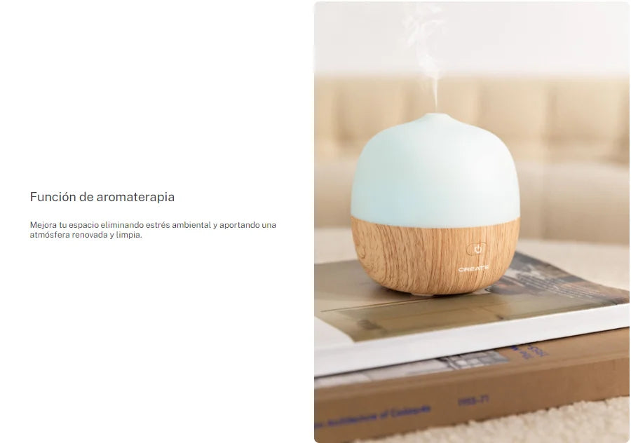 Crear - difusor de aroma, humidificador y lámpara de luz LED - depósito de 120 ml - función de aromaterapia - Studio Aroma