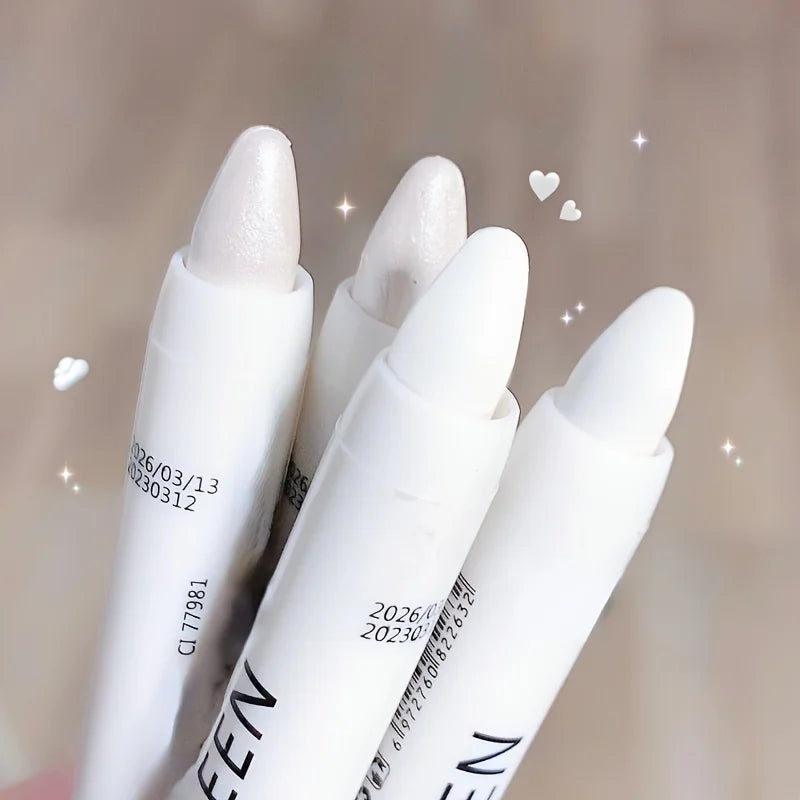 1 barra iluminadora brillante, lápiz de sombra de ojos blanco con purpurina para ojos brillantes, iluminador de maquillaje con efecto deslumbrante.