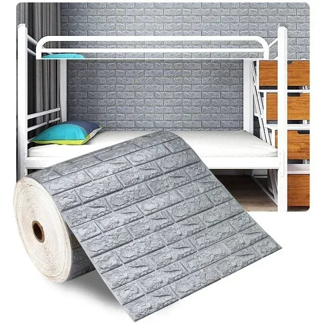 Papel pintado autoadhesivo 3D de 70 cm x 1/5/10 m, continuo, impermeable, con diseño de ladrillo. Ideal para sala de estar, dormitorio, habitación infantil y decoración del hogar.
