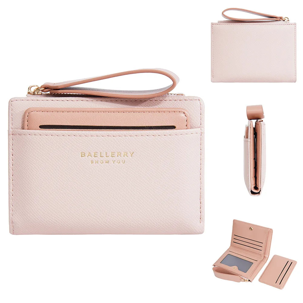 Nueva cartera para mujer con cremallera corta, elegante y de alta gama, con múltiples ranuras para tarjetas, tarjetero japonés y coreano para mujer.