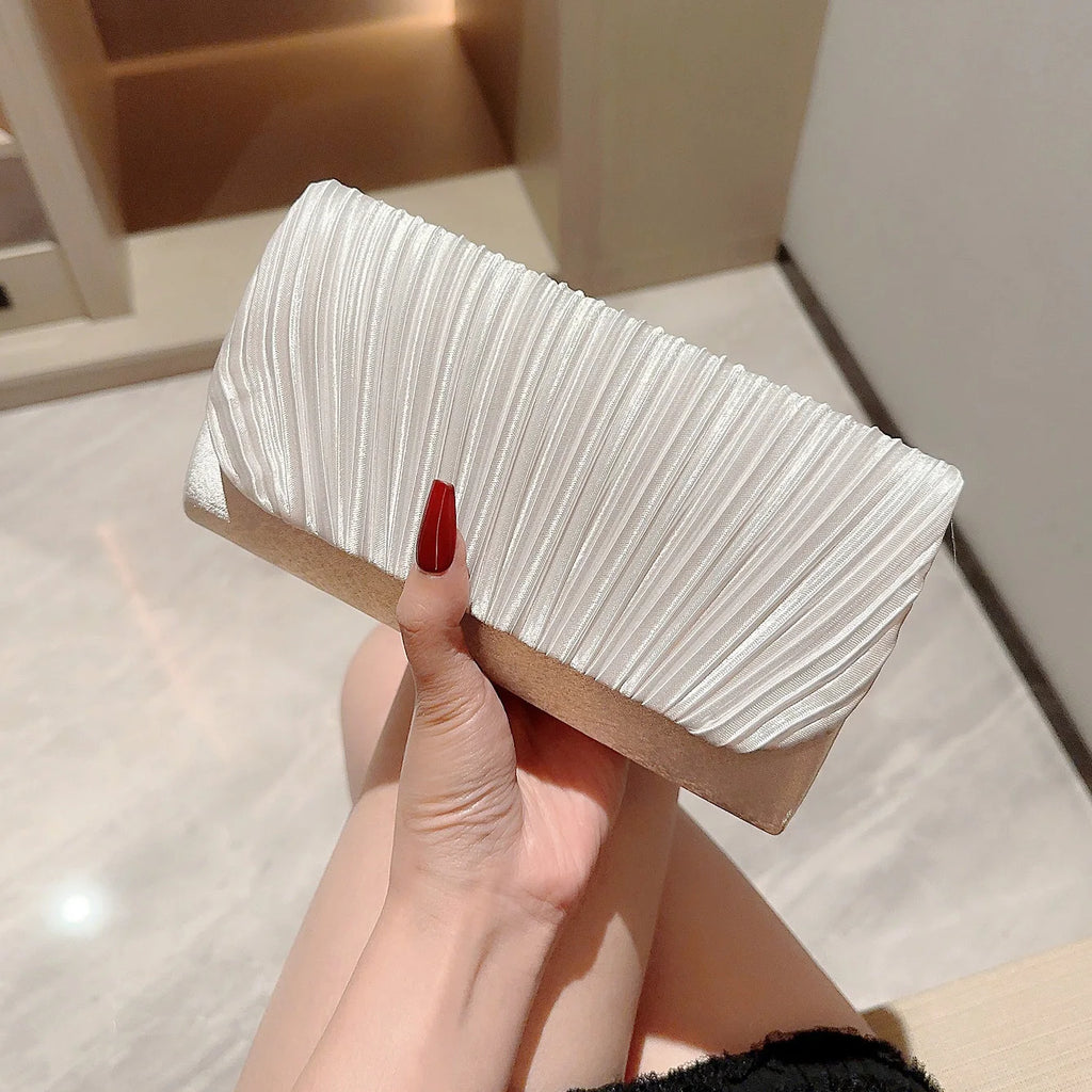 Bolso bandolera de un solo hombro con textura elegante y a la moda, bolso de fiesta, bolso de mano elegante y lujoso, bolso de mano plegable de noche.