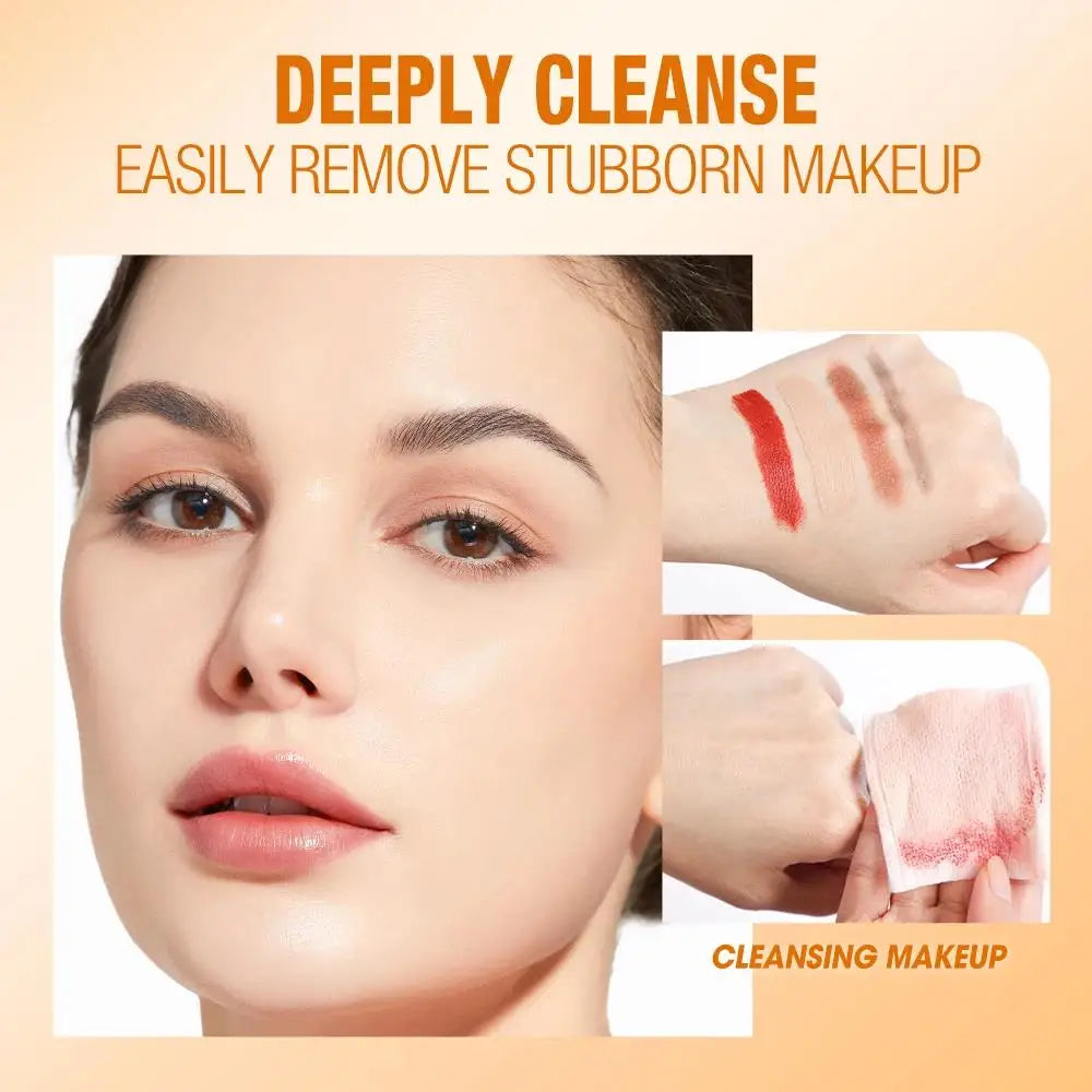Desmaquillante bifásico con esencia de vitamina C para pieles sensibles. Disuelve instantáneamente el maquillaje más resistente sin irritar.