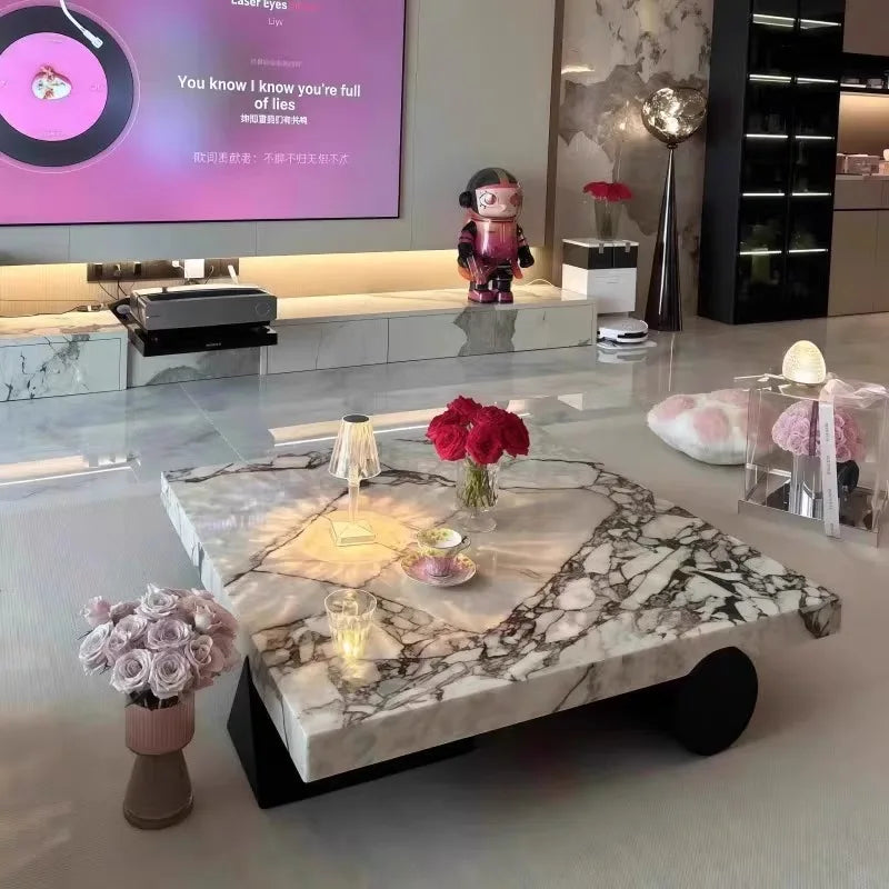 Italian Calacatta Square Coffee Table, Minimalist Luxury for All Spaces, Heat & Scratch Resistant, Customizable
