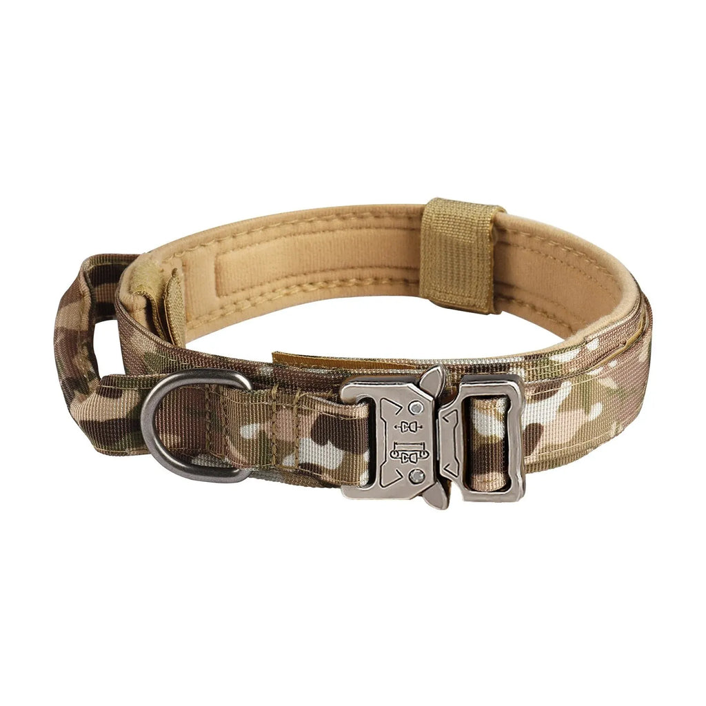 Collar táctico para perros de exterior con hebilla metálica, transpirable, de nailon, para entrenamiento de perros medianos y grandes.