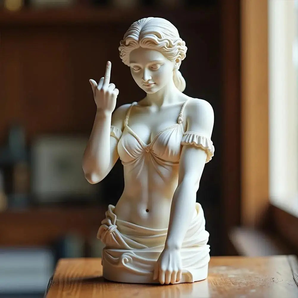 Estatua divertida de resina de la diosa vienesa con el dedo medio, decoraciones personalizadas para el hogar, el jardín, la oficina y la mesa. Regalos especiales.