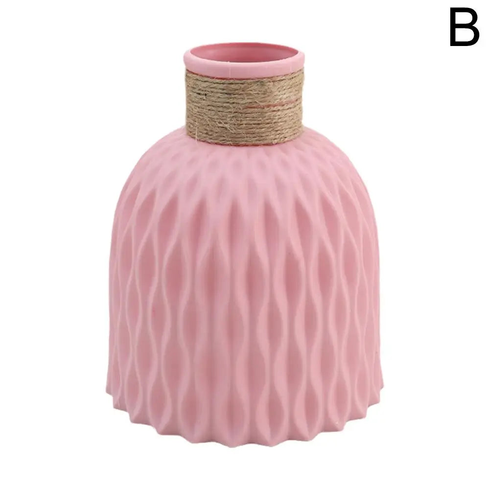 Jarrón de plástico con cuerda, arreglo floral, maceta DIY, sala de estar, porcelana, imitación de flor, adornos de decoración para el hogar.
