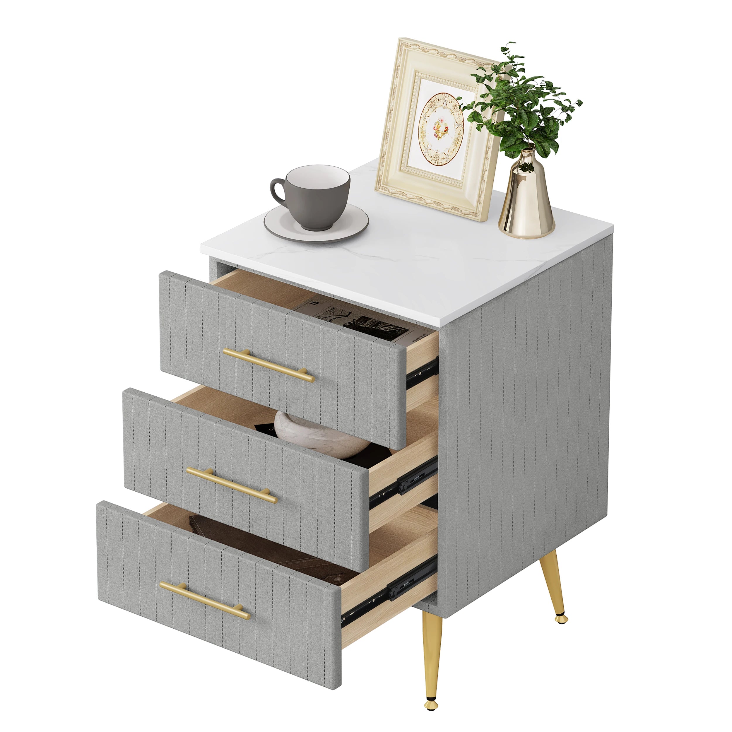 Mesita de noche WOLTU con 3 cajones, cómoda, aparador, mesa de centro para dormitorio y hogar.