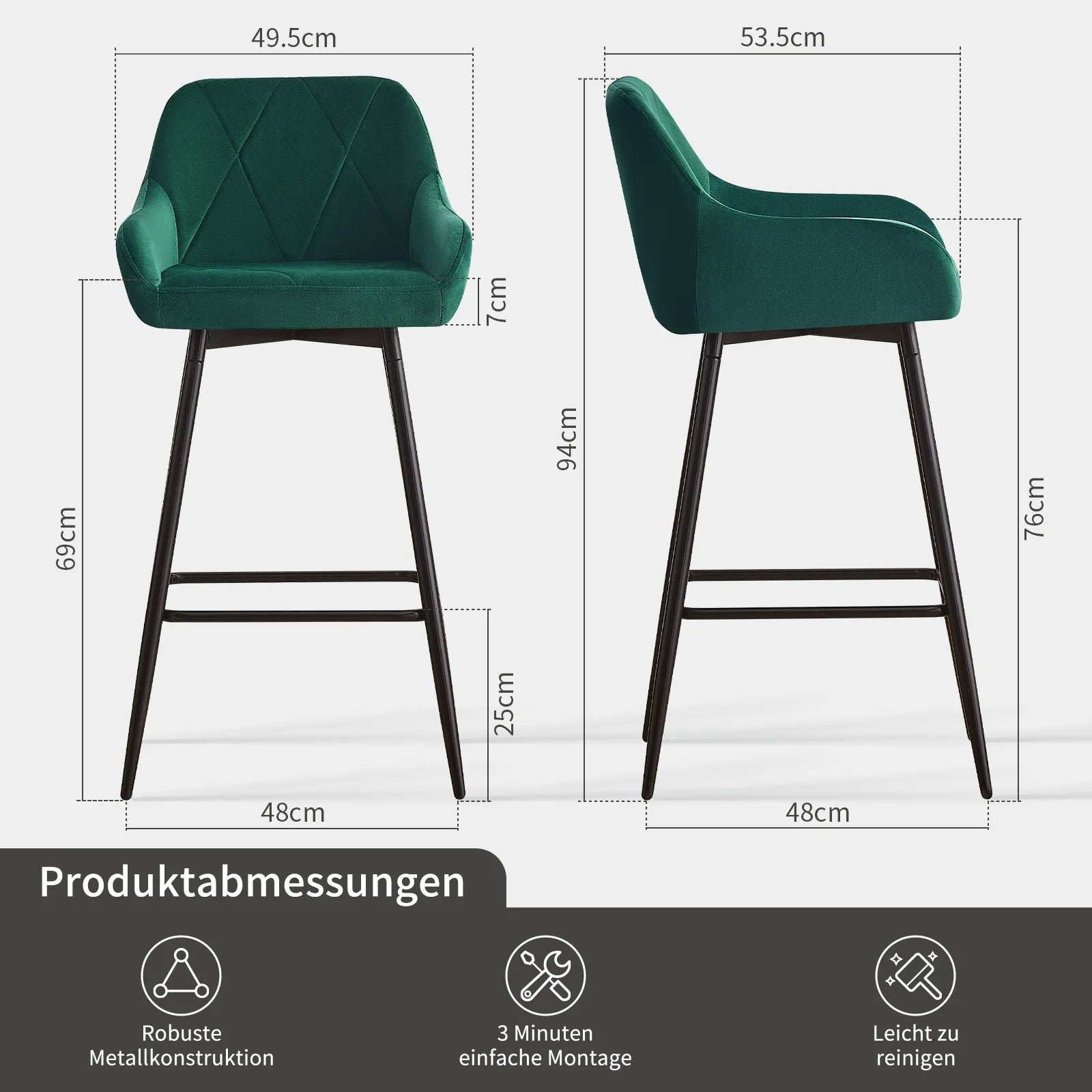 JYMTOM Juego de 2/4 piezas de taburetes de bar, taburetes de mostrador, taburetes de bistró, sillas de bar tapizadas en terciopelo/PU con reposabrazos, taburete moderno con metal negro