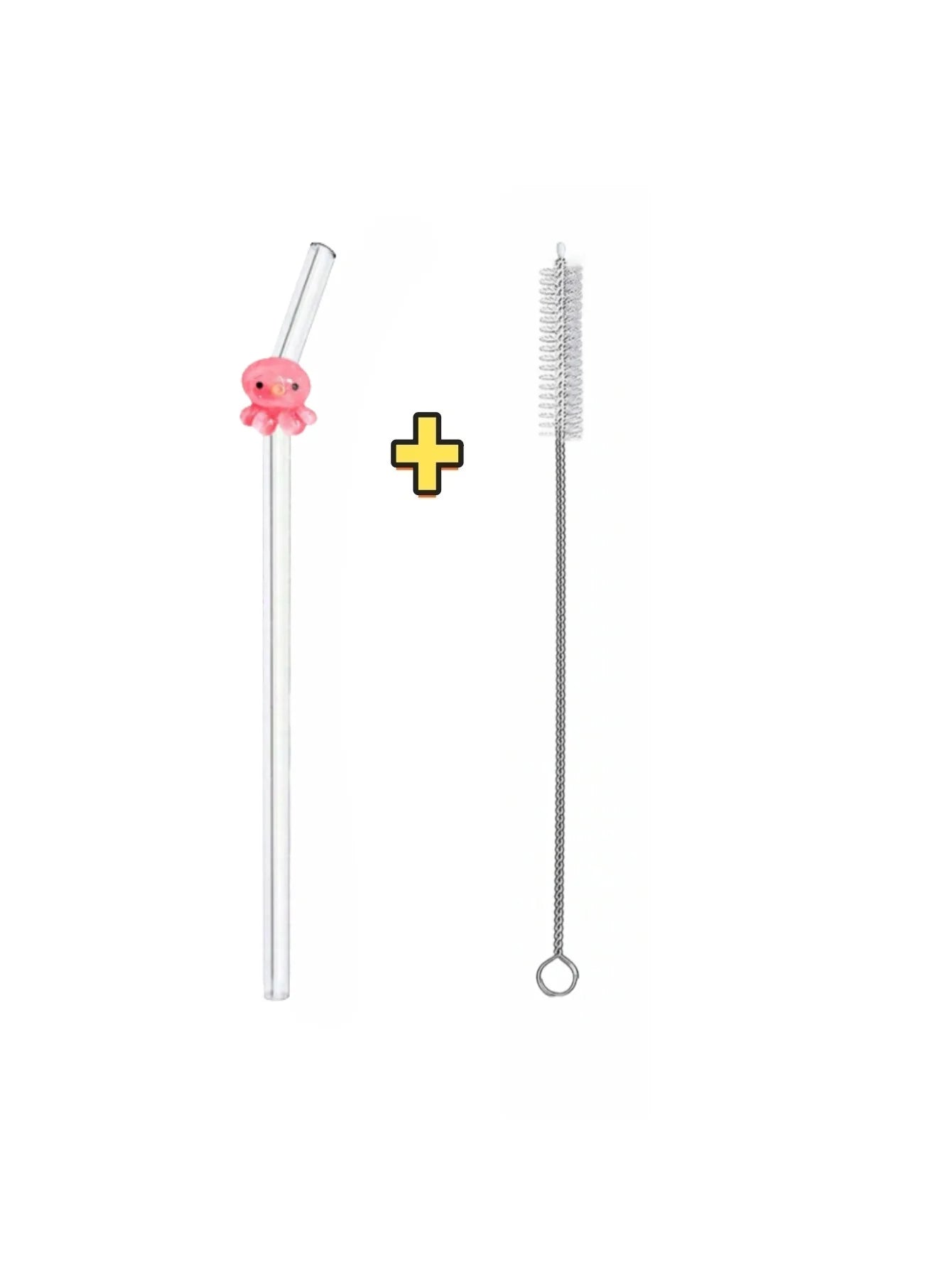 Juego de 1/2/5 pajitas de vidrio reutilizables con forma de pulpo, pajitas transparentes y flexibles para cócteles, regalo perfecto para las fiestas.