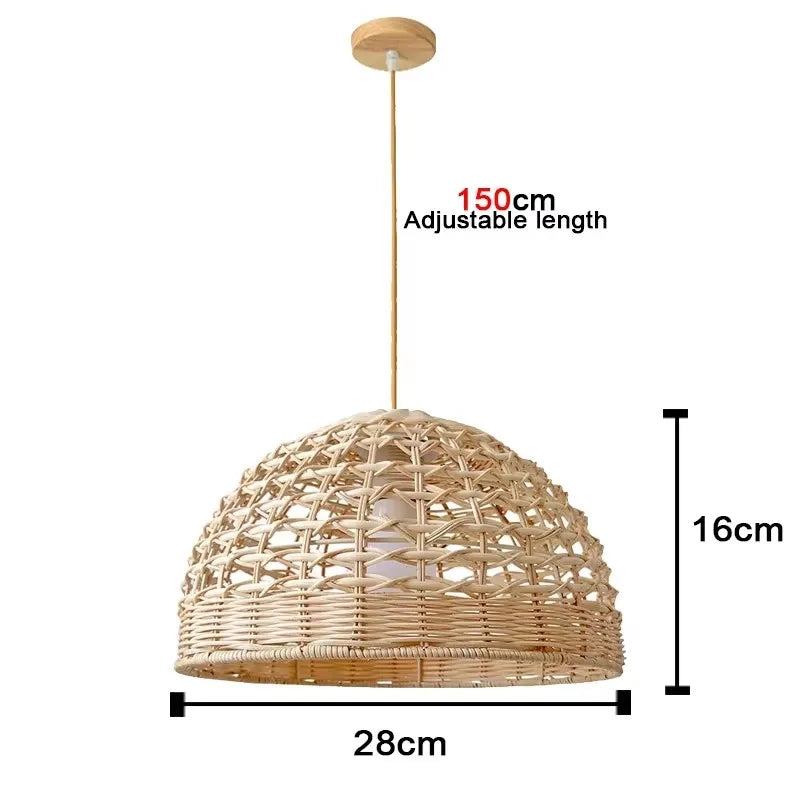 Lámpara colgante de bambú de última moda, luces de techo de ratán y mimbre, trenzado tejido a mano, suspendida, para el hogar y el comedor, decoración interior trenzada.