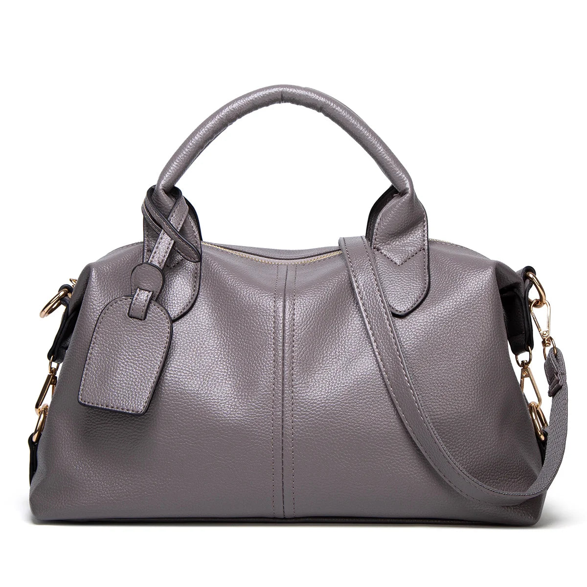 Bolso de mano elegante y moderno , de piel encerada al aceite, práctico bolso cruzado Boston de piel sintética de color liso, correa de hombro desmontable, diseño de doble asa, ajustable