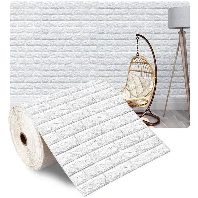 Papel pintado autoadhesivo 3D de 70 cm x 1/5/10 m, continuo, impermeable, con diseño de ladrillo. Ideal para sala de estar, dormitorio, habitación infantil y decoración del hogar.