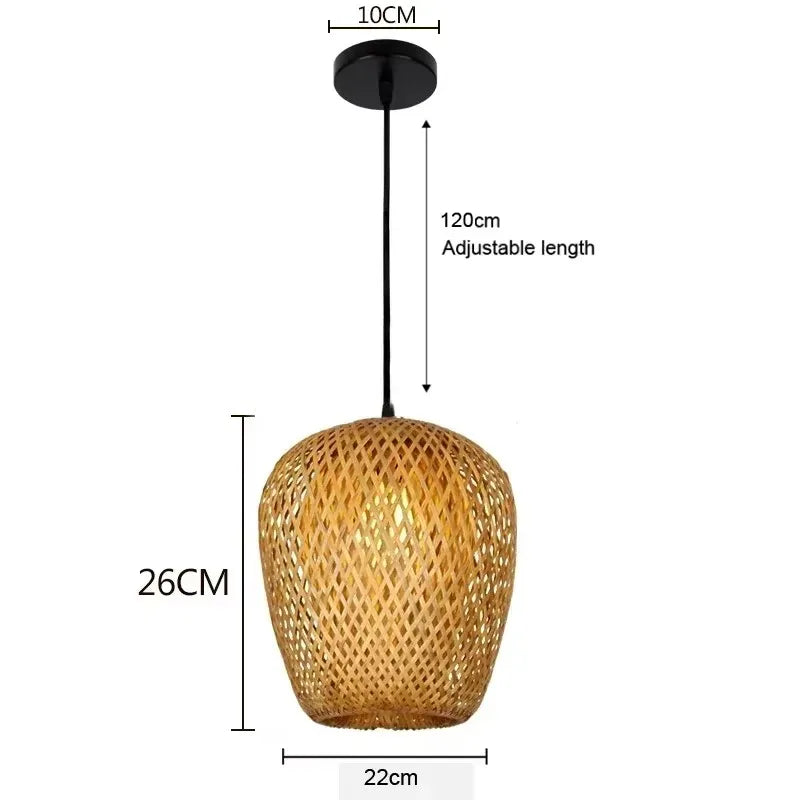 Lámpara colgante de bambú de última moda, luces de techo de ratán y mimbre, trenzado tejido a mano, suspendida, para el hogar y el comedor, decoración interior trenzada.
