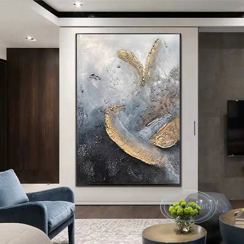 Pintura al óleo abstracta nórdica, lienzo hecho a mano, mural decorativo acrílico sin marco, imagen colgante para sala de estar, dormitorio, pasillo, porche.