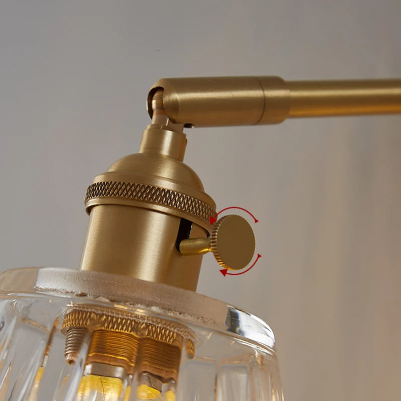 Lámpara de pared nórdica moderna, sencilla, de lujo, de latón y cristal, estilo retro japonés, ideal para sala de estar, dormitorio, cabecero de cama, espejo de baño o como foco.