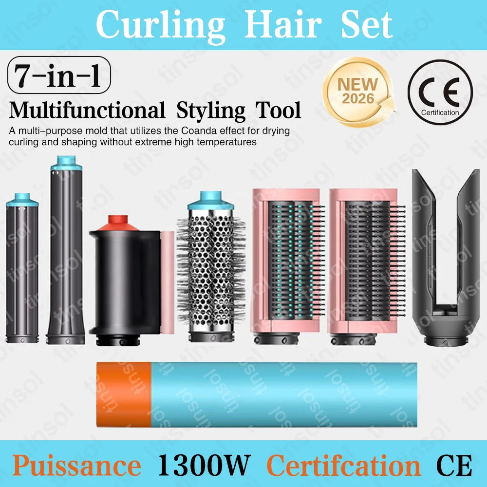 Set multifuncional 7 en 1 de secador, rizador y plancha de pelo: consigue resultados de peluquería en casa.