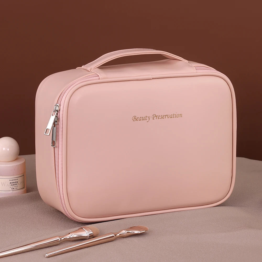 Neceser grande de PU para mujer, ideal para artículos esenciales de viaje. Bolsa de maquillaje y cosméticos. Organizador de cosméticos de lujo.