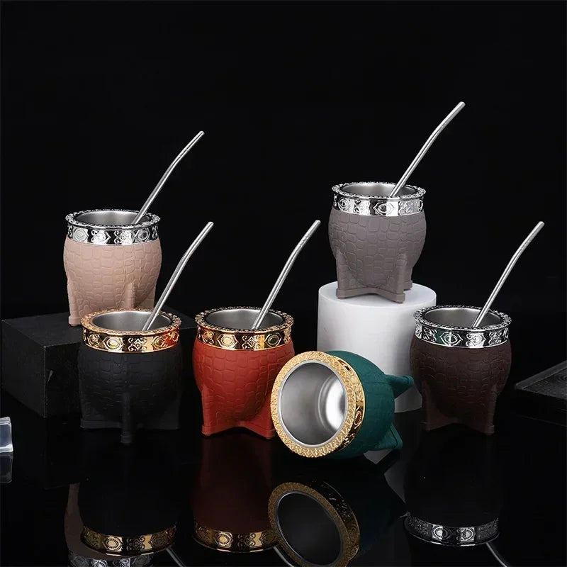 Vaso térmico de acero inoxidable de doble pared de 180 ml para café, cerveza, yerba mate y té.