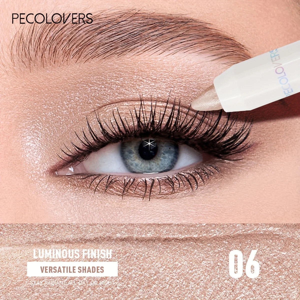1 unidad de lápiz de sombra de ojos resistente al agua, de larga duración, altamente pigmentado, con brillo y acabado mate, color marrón neutro.