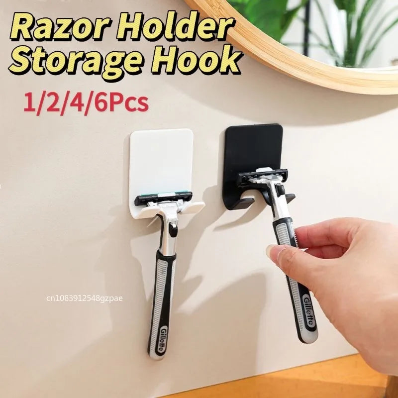 Soporte para maquinilla de afeitar de baño (1/2/4/6 unidades), gancho de almacenamiento para pared, estante para afeitado de hombre, soporte para maquinilla de afeitar sin perforaciones, accesorios de baño.
