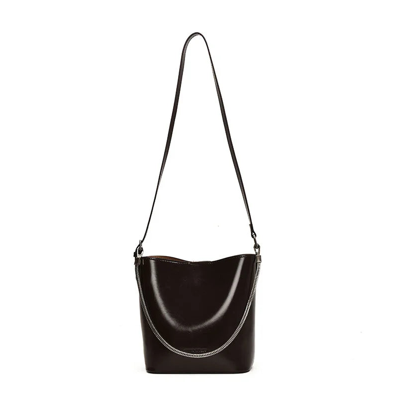 Nuevos bolsos tipo cubo de gran capacidad para mujer con correa ancha para el hombro, bolso de hombro individual con cordón, bolso de mano cruzado