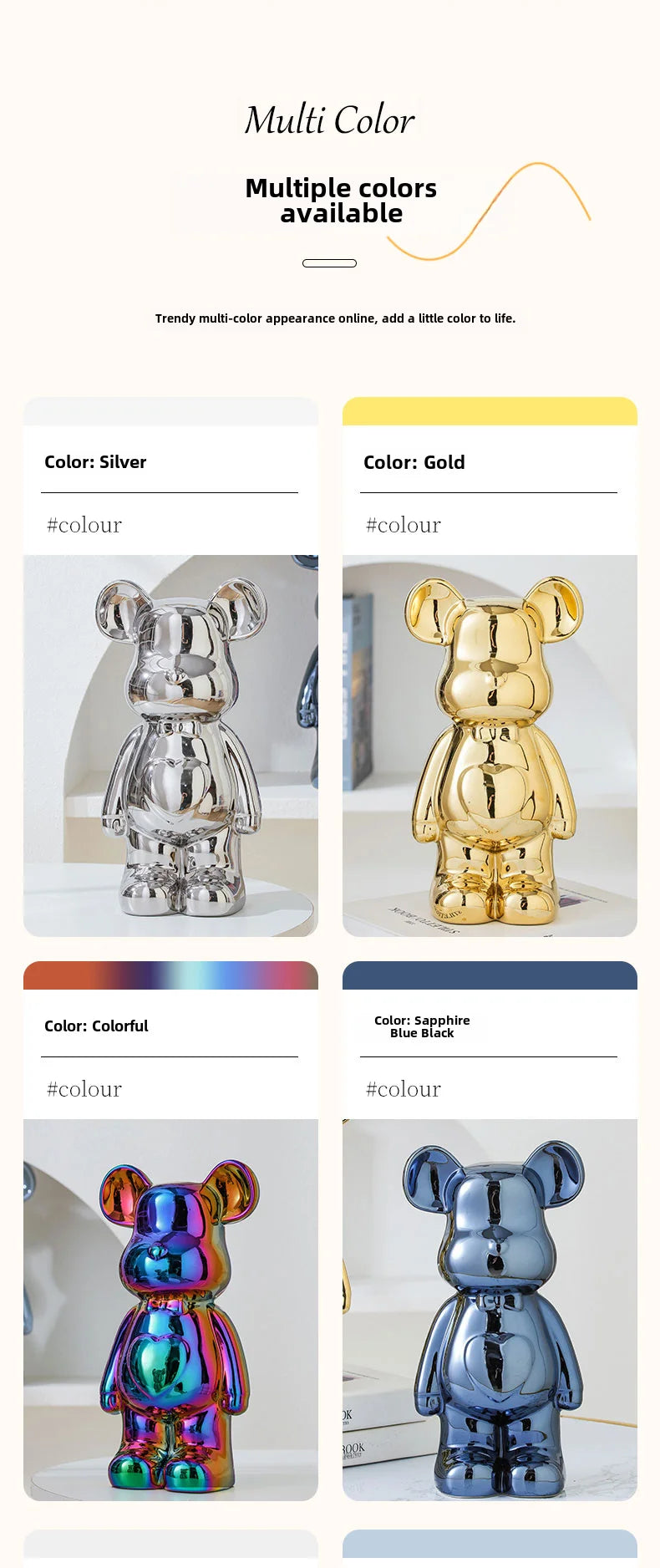 17/27/cm Oso estético Ladrillo Estatua de cerámica Oso de peluche decoración figura de acción Esculturas Adorno para habitación Decoración del hogar Manualidades