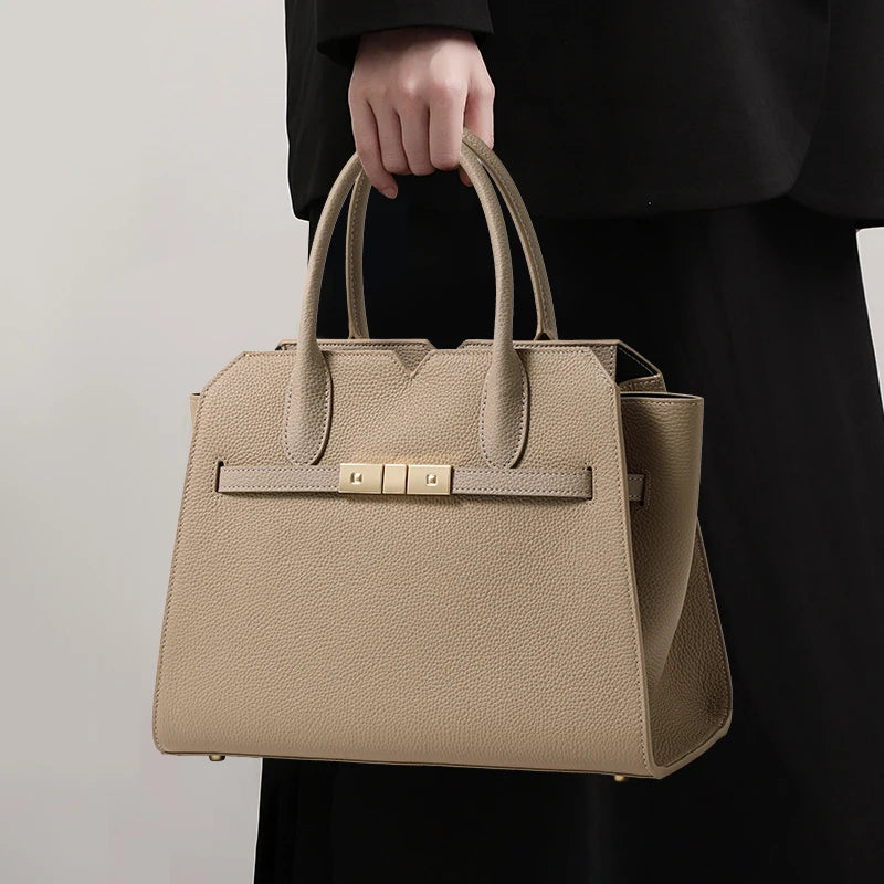 Bolso Birkin de lujo ligero de piel auténtica para mujer: nuevo estilo, gran capacidad, para llevar al hombro o en la mano.
