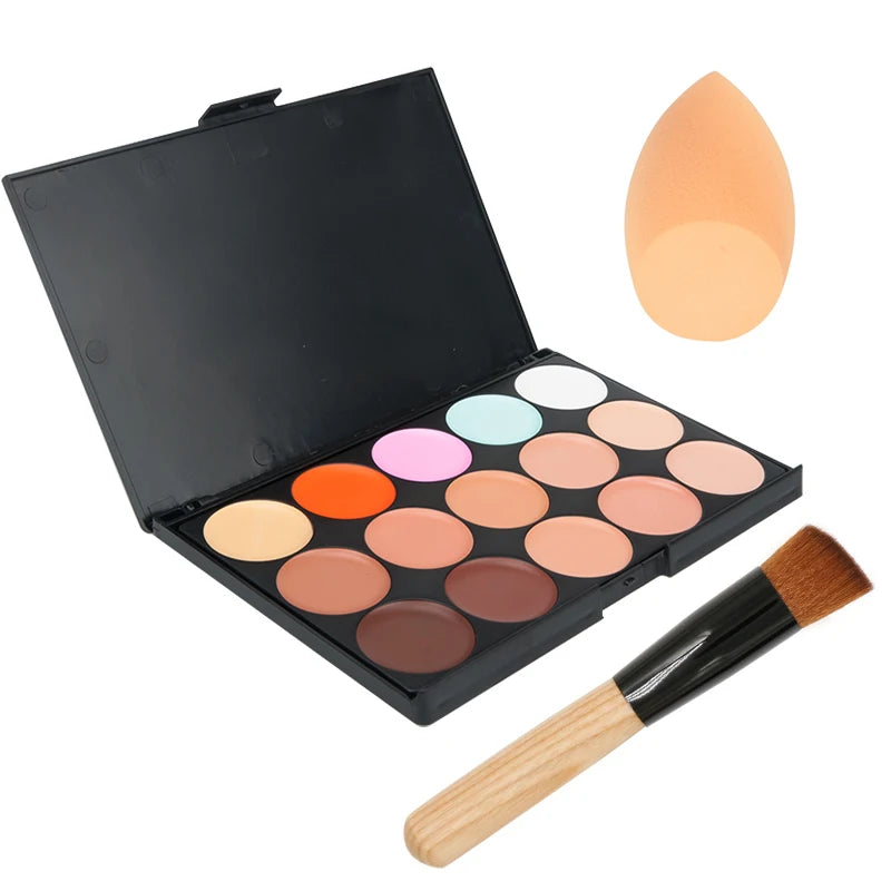 Paleta de contorno en crema de camuflaje con 15 colores para maquillaje profesional