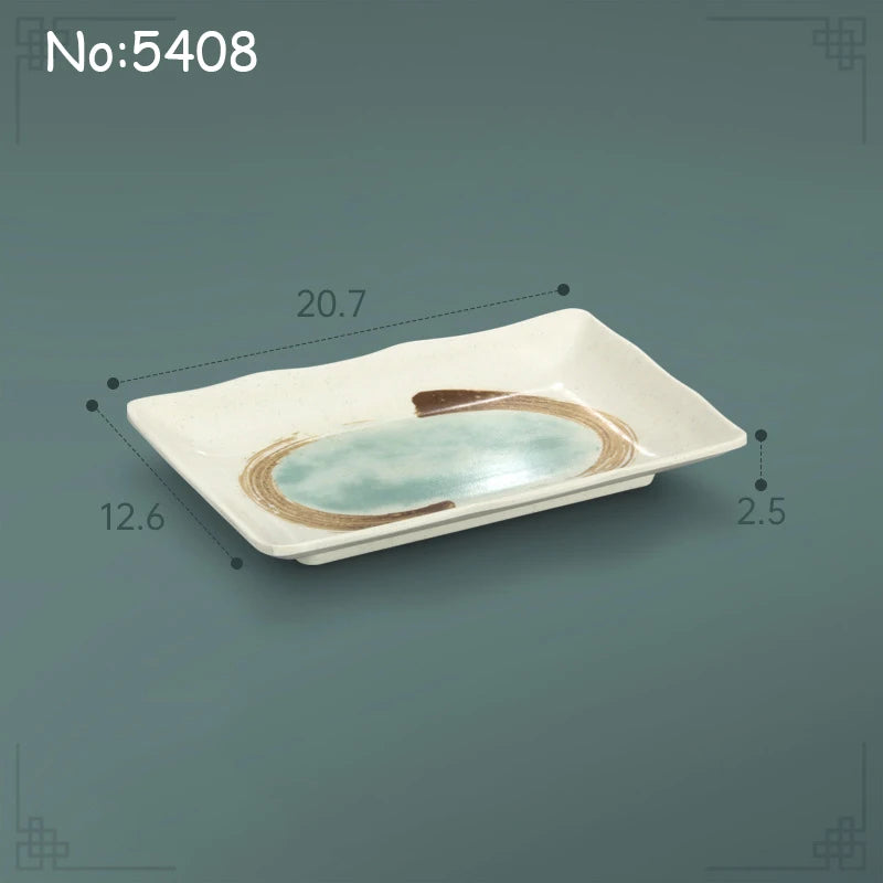 Juego de platos planos de melamina, bandeja comercial para comida rápida, plato plano para sushi y filete de restaurante, estilo palacio, vajilla irrompible
