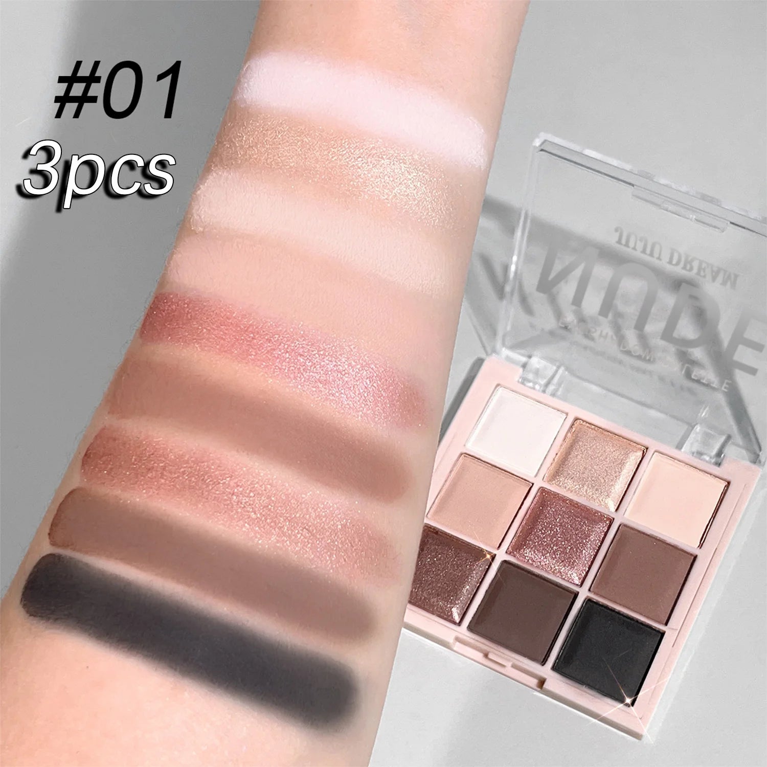 Paleta de sombras de ojos JUJU DREAM de 9 colores, acabado mate y brillante, tonos suaves de té con leche, compacta y fácil de usar para el maquillaje diario de los estudiantes.