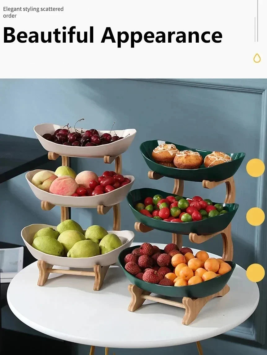 Plato de frutas de 2/3 capas para sala de estar, plato de plástico para aperitivos, cesta de frutas secas moderna y creativa, plato de dulces, soporte para pasteles, ensaladera.