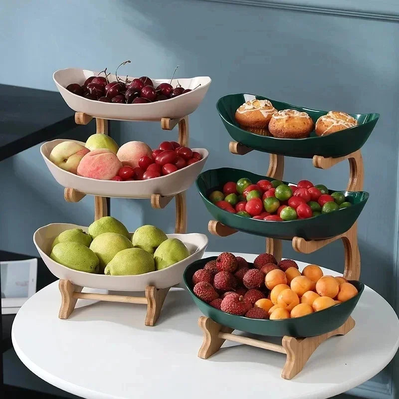 Plato de frutas de 2/3 capas para sala de estar, plato de plástico para aperitivos, cesta de frutas secas moderna y creativa, plato de dulces, soporte para pasteles, ensaladera.