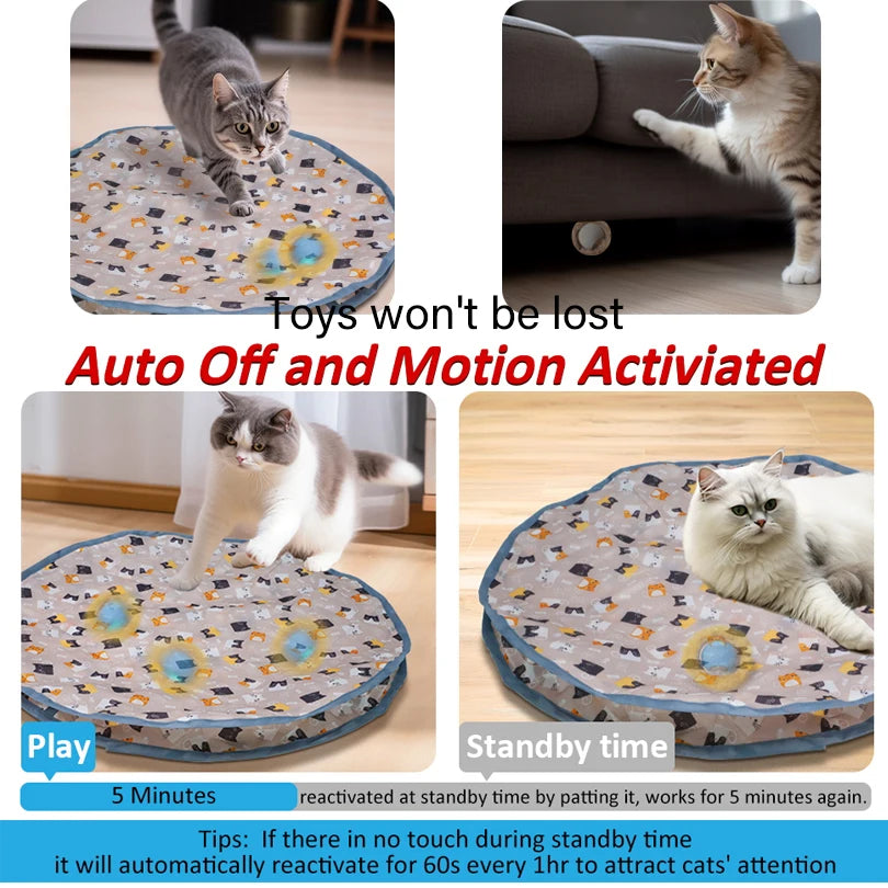 Juego de fundas para pelotas interactivas para gatos, rodadura rápida en bolsa, juguete para gatitos de escondite, juguete interactivo para gatos activado por movimiento, para interiores